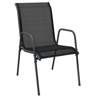 vidaXL Krzesła ogrodowe, 2 szt., stal i tworzywo textilene, czarne
