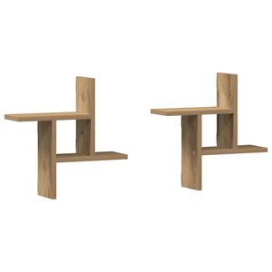 vidaXL P&oacute;łki ścienne, 2 szt., dąb artisian, 38x12x38 cm