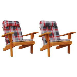 vidaXL Poduszki na krzesła 2 pcs Czerwony w kratkę 58 x 77 x 4,5 cm