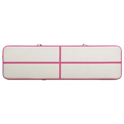 vidaXL Mata gimnastyczna z pompką, 800x100x20 cm, PVC, różowa