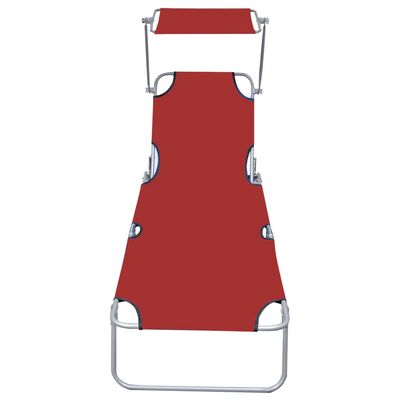 vidaXL Składany leżak z zadaszeniem, czerwony, aluminium