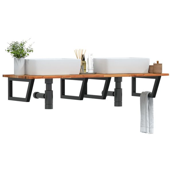 vidaXL P&oacute;łka ścienna pod umywalkę, stal i lite drewno akacjowe