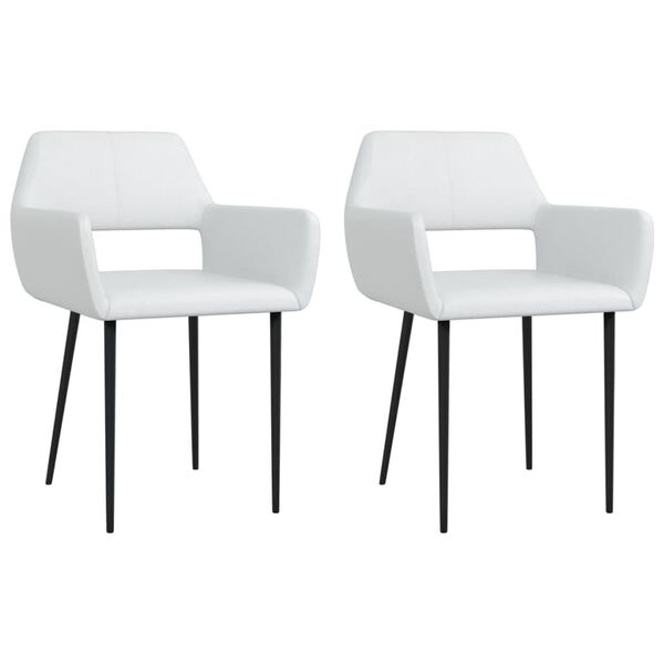vidaXL Krzesła stołowe, 2 szt., białe, obite sztuczną sk&oacute;rą