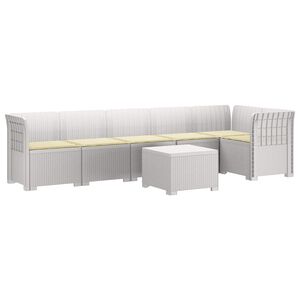 vidaXL Sofa Ogrodowa 6-osobowa z Poduszkami w Wyglądzie Rattanu PP