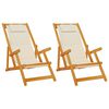 vidaXL Krzesło plażowe z poduszką 2 pcs Brązowy Lite Drewno Akacji
