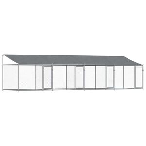 vidaXL Klatka dla psa, z dachem i drzwiami, szara, 8x2x2 m, stal
