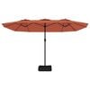 vidaXL Podwójny parasol ogrodowy z LED, terakotowy, 449x265 cm