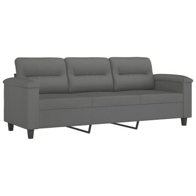 vidaXL 3-osobowa sofa z poduszkami, ciemnoszara, 180 cm, mikrofibra