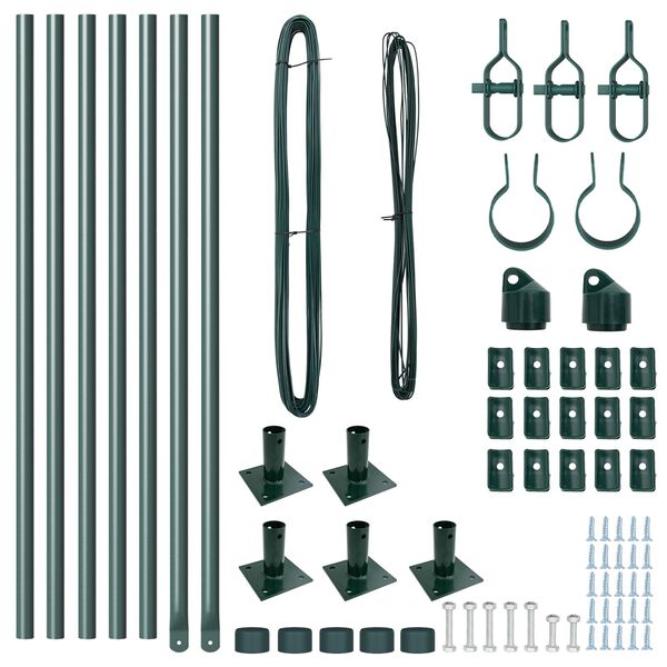 vidaXL Słupki ogrodzeniowe 7 pcs Zielony Ø32mm 50 cm