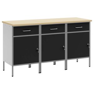 vidaXL Szafka robocza Z blokadą 3 szt. Czarny i szary 150 x 55 x 85 cm