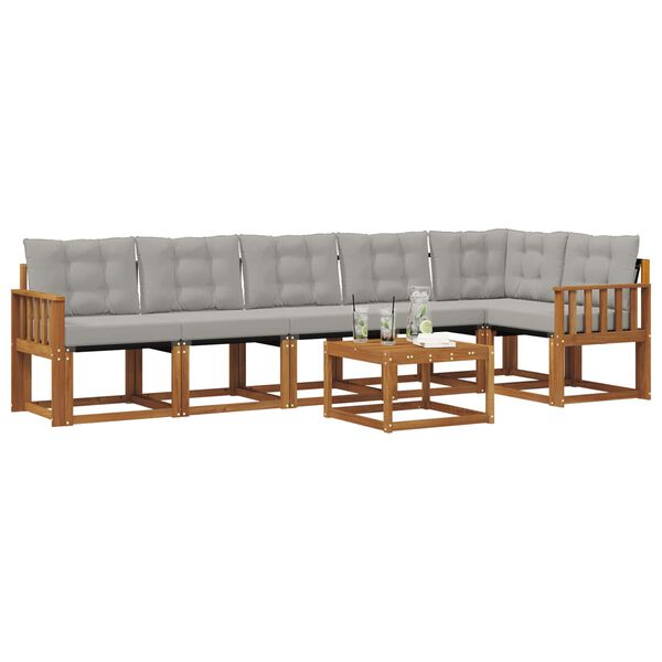 vidaXL Zestaw sof na zewnątrz z poduszką 7 pcs Naturalny i Jasny Szary