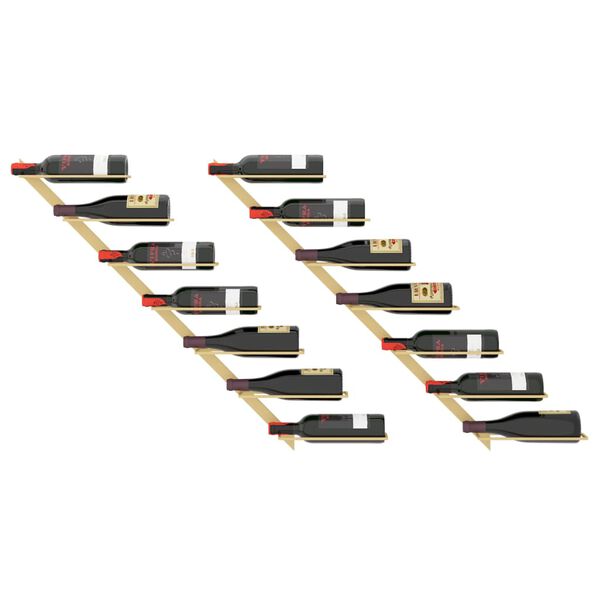 vidaXL Uchwyty ścienne na 7 butelek wina, 2 szt., złote, metalowe