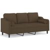vidaXL 3-osobowa sofa wypoczynkowa z poduszkami, brązowa, 180 cm