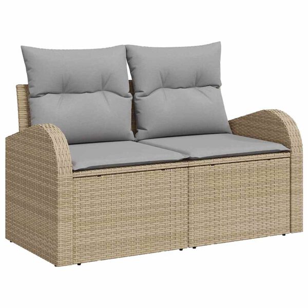 vidaXL Zestaw Sof na Ogr&oacute;d z poduszką 9 pcs Beżowy Rattan poli