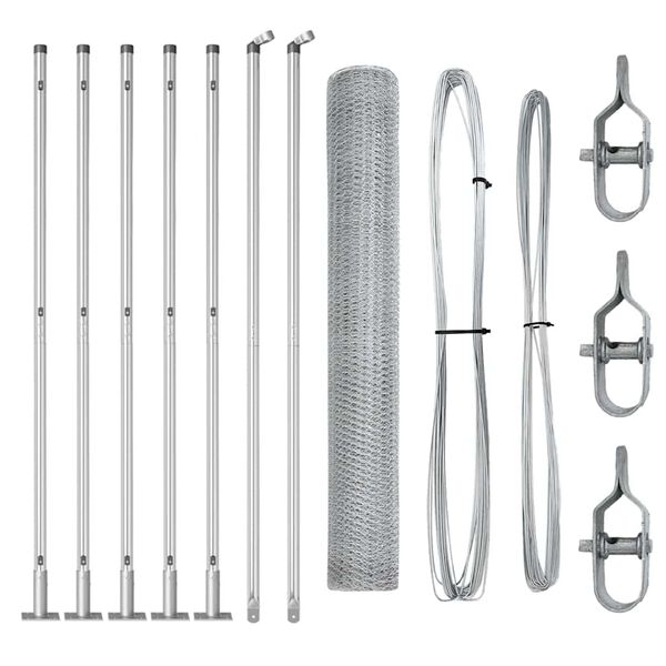 vidaXL Słupek ogrodzeniowy. Srebrny 10 x 0,8 m (siatka 13 mm) Stal