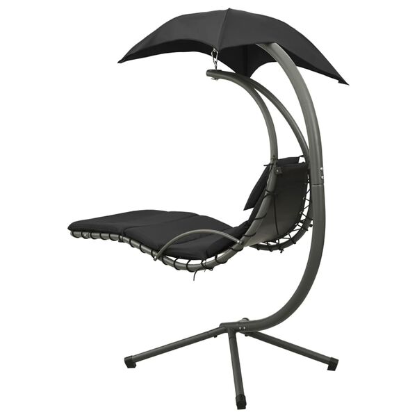 vidaXL Ogrodowa huśtawka, czarno-szara, 190x90x200 cm, tkanina