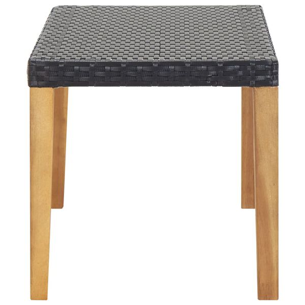 vidaXL Ławka ogrodowa, 120 cm, czarna, polirattan i drewno akacjowe