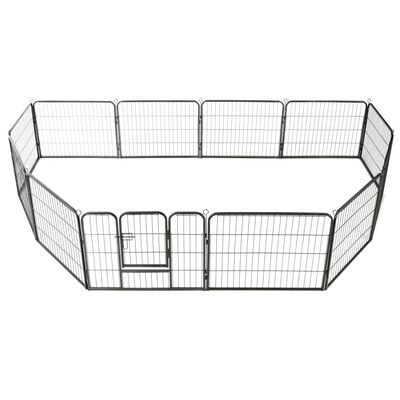 vidaXL Kojec dla psów, 12 paneli 80 x 60 cm, stalowy, czarny