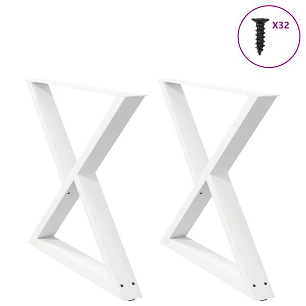 vidaXL Nogi do stołu jadalnego 2 szt. Białe 90x(72-73,3) cm Stal