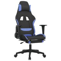 vidaXL Fotel gamingowy z podnóżkiem i masażem, czarno-niebieski
