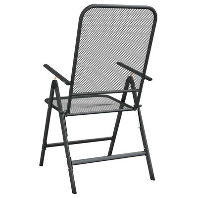 vidaXL Składane krzesła ogrodowe, 2 szt., antracytowe, metalowa siatka