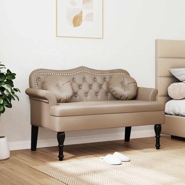 vidaXL Fotel Chesterfield z poduszką Cappuccino 120,5 x 65 x 75 cm