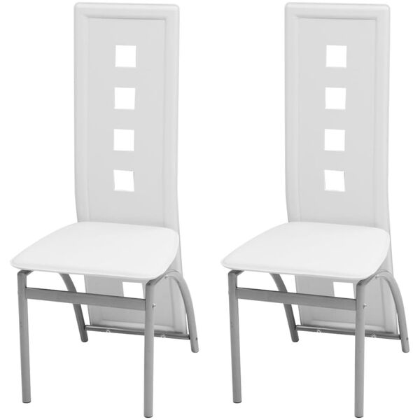 vidaXL Krzesła stołowe, 2 szt., białe, obite sztuczną skórą