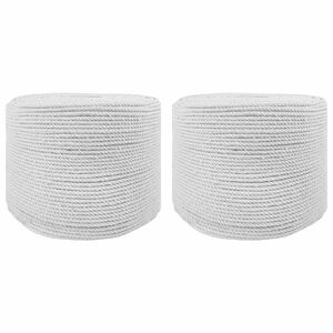 vidaXL Sznur bawełniany 2 szt. 2 mm 100 m Biały 100% bawełna