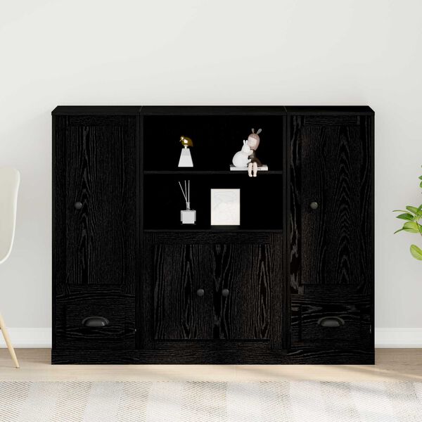 vidaXL Highboard z szufladą Czarny Dąb 132 x 35.5 x 103.5 cm
