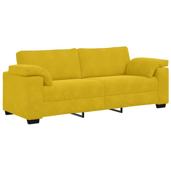 vidaXL Sofa 3-osobowa, ż&oacute;łta, 220x77x82 cm, aksamit