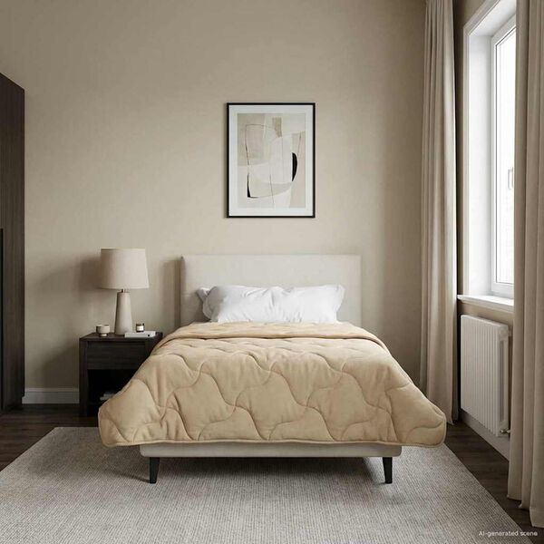 vidaXL Kołdra na cały rok Kwiłtowany Kremowy 140 x 200 cm