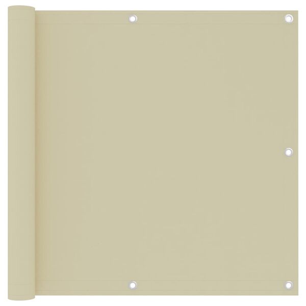 vidaXL Parawan balkonowy, kremowy, 90x500 cm, tkanina Oxford