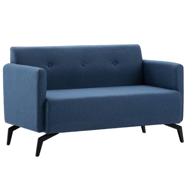vidaXL 2-osobowa sofa tapicerowana tkaniną, 115x60x67 cm, niebieska