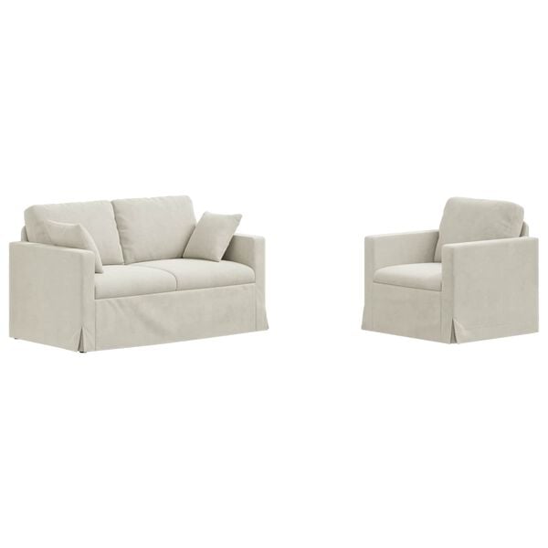 vidaXL Sofa 2 pcs Kremowy