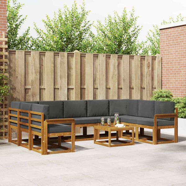 vidaXL Zestaw sof na zewnątrz 10 pcs Naturalny i Antracytowy