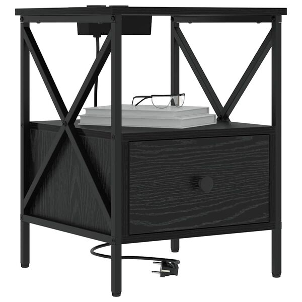 vidaXL Szafka Nocna z szufladą Czarny Dąb 41,5 x 40,5 x 55 cm