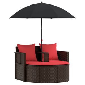 vidaXL Sofa Ogrodowa Brązowy i czerwony 168 x 168 x 180 cm polirattan
