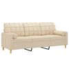 vidaXL 3-osobowa sofa z poduszkami, kremowa, 180 cm, tkanina