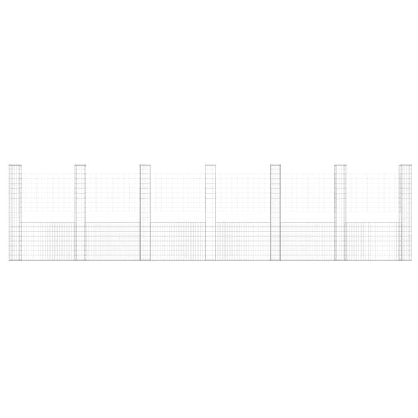 vidaXL Ogrodzenie gabionowe z 7 słupkami, żelazo, 740x20x200 cm