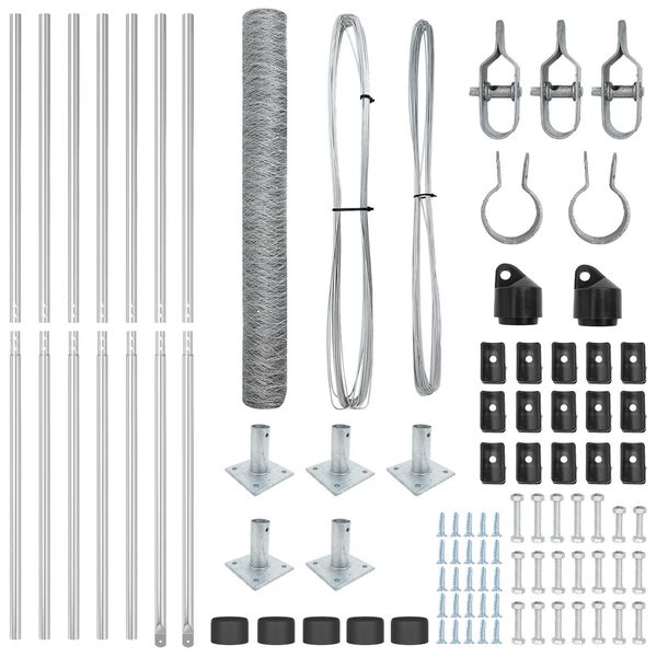 vidaXL Słupek ogrodzeniowy. Srebrny 10 x 1,2 m (siatka 50 mm) Stal