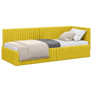 vidaXL Rama ł&oacute;żka narożnego Z zagł&oacute;wkiem Ż&oacute;łty 80 cm x 200 cm Aksamit