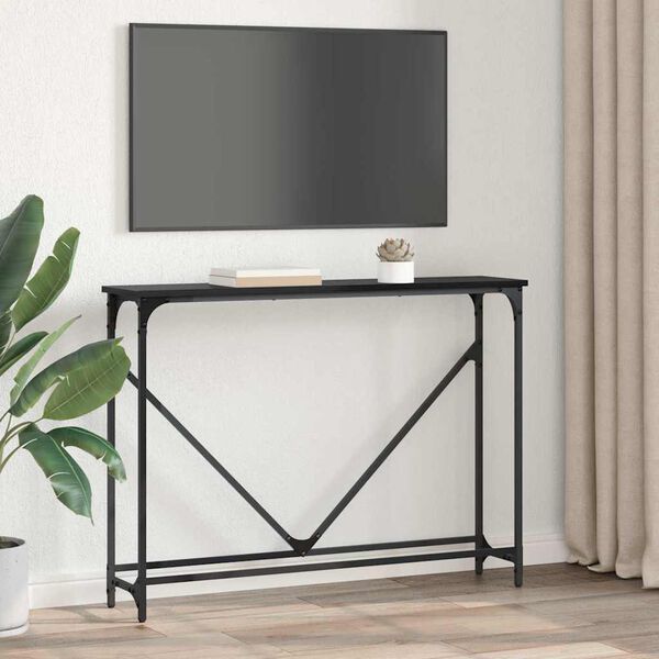 vidaXL Konsola Czarny Dąb 102 x 23 x 75 cm Materiał drewnopochodny