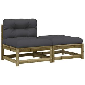vidaXL Ogrodowa sofa bez podłokietnik&oacute;w, z poduszkami i podn&oacute;żkiem