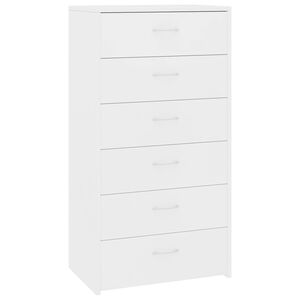 vidaXL Komoda, 6 szuflad, biała, 50x34x96 cm, materiał drewnopochodny
