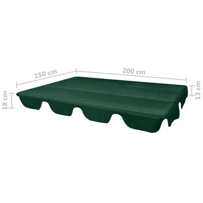 vidaXL Zadaszenie do huśtawki ogrodowej, zielone, 226 x 186 cm