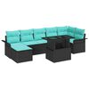 vidaXL Zestaw Sof na Ogr&oacute;d z poduszką 8 pcs Czarny Rattan poli