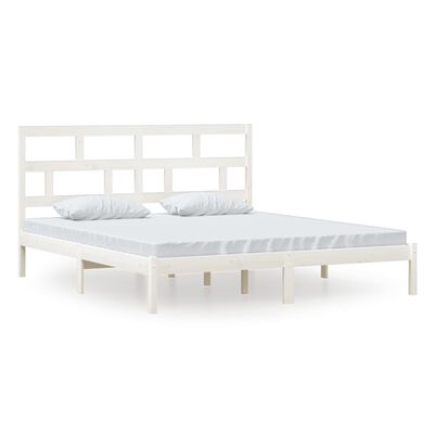 vidaXL Rama łóżka, biała, 180x200 cm, lite drewno