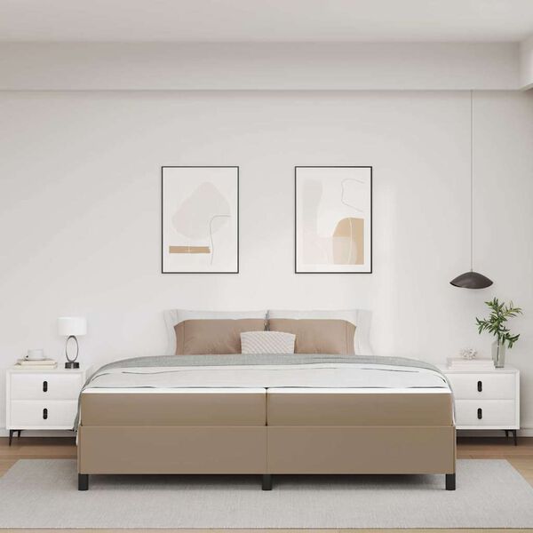 vidaXL Ramka ł&oacute;żka z materacem Cappuccino 200 x 200 cm tkanina