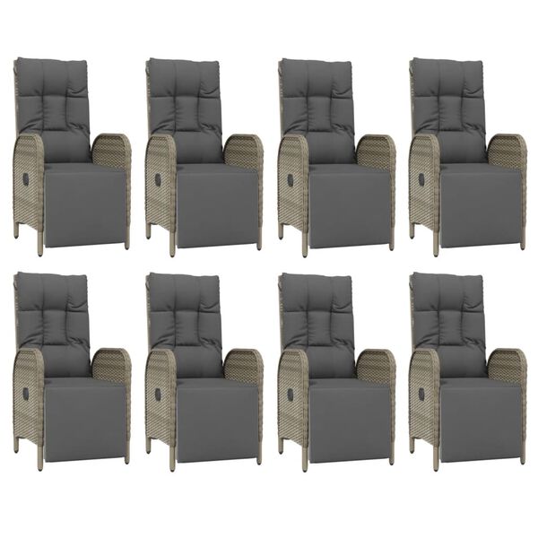 vidaXL 9-cz. zestaw mebli ogrodowych z poduszkami, szary, rattan PE