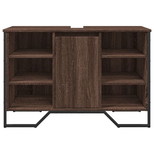 vidaXL Szafka pod umywalkę, brązowy dąb, 91x35x60 cm